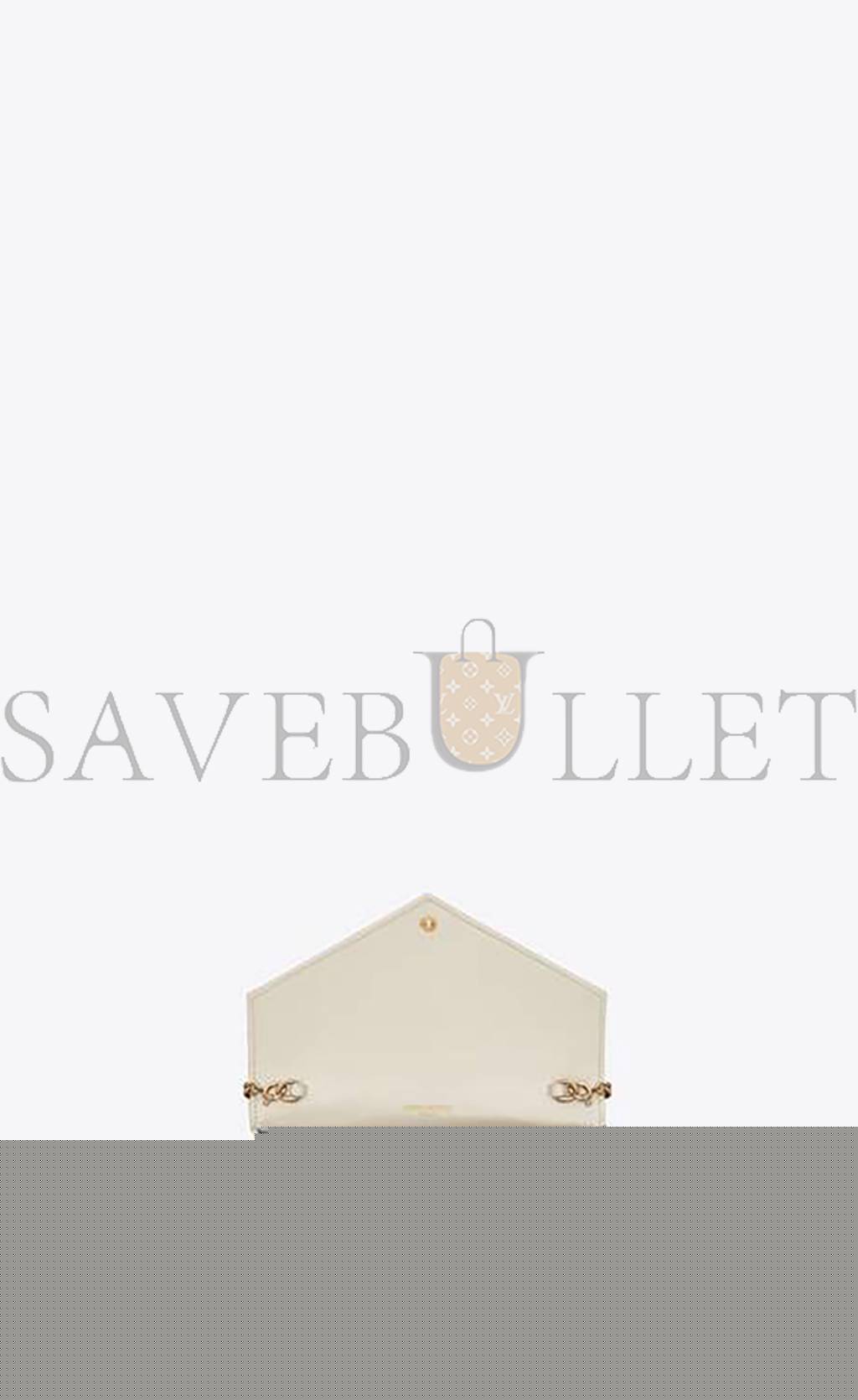 YSL CASSANDRE MATELASSÉ ENVELOPE CHAIN WALLET IN GRAIN DE POUDRE EMBOSSED LEATHER 742920BOW019207 (19*12.5*3.5cm)