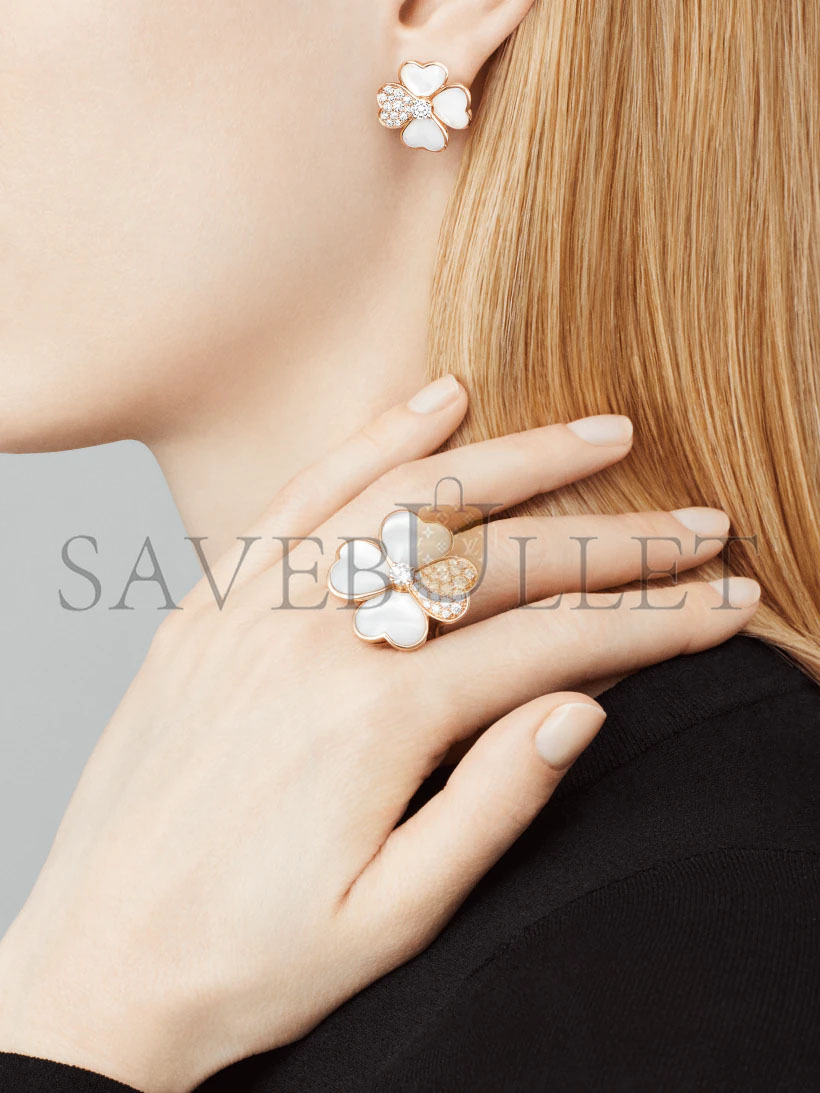 VAN CLEEF ARPELS COSMOS EARRINGS, SMALL MODEL - ROSE GOLD, DIAMOND, MOTHER-OF-PEARL VCARO5BX00