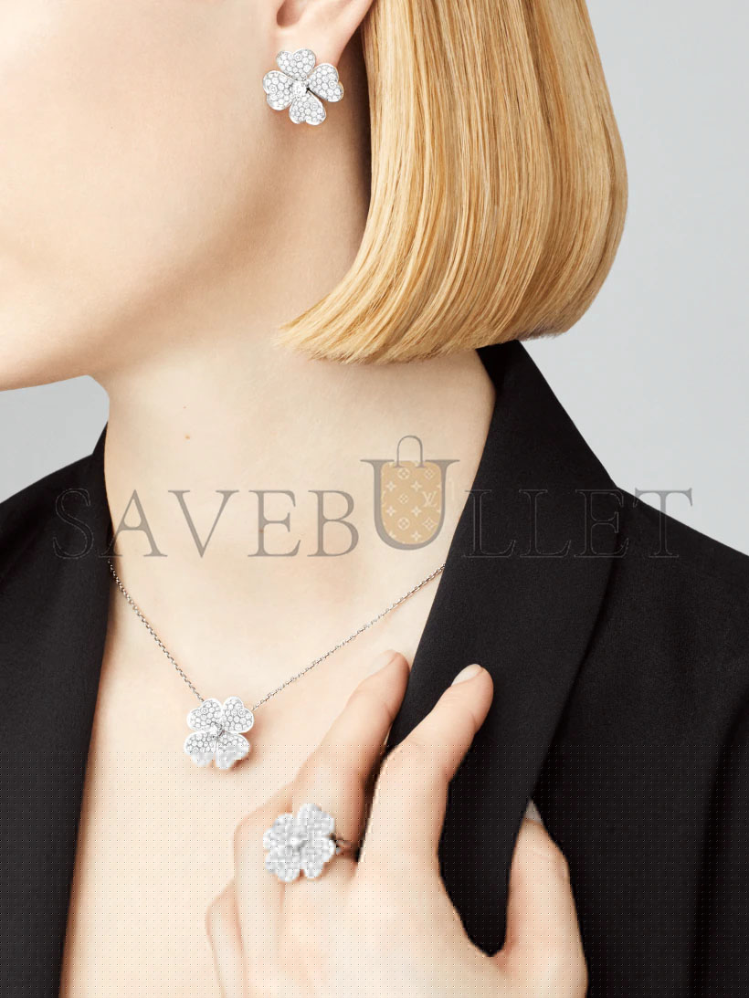 VAN CLEEF ARPELS COSMOS EARRINGS, MEDIUM MODEL - WHITE GOLD, DIAMOND VCARO68J00