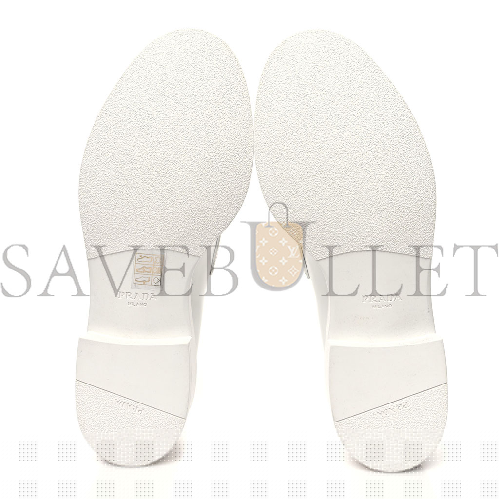 Pra*a spazzolato metal triangle logo 50mm loafers 39.5 white
