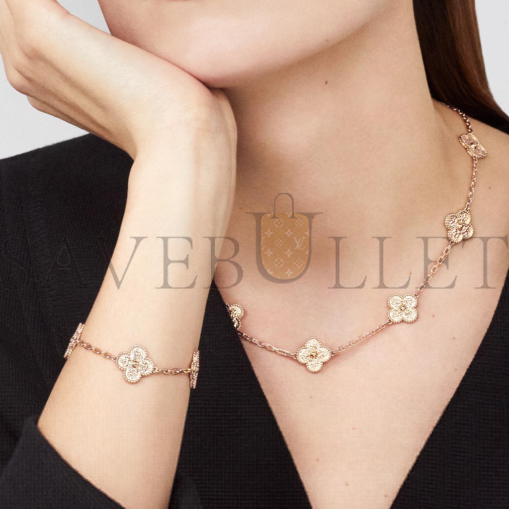 VAN CLEEF ARPELS VINTAGE ALHAMBRA NECKLACE, 10 MOTIFS - ROSE GOLD VCARN9T100