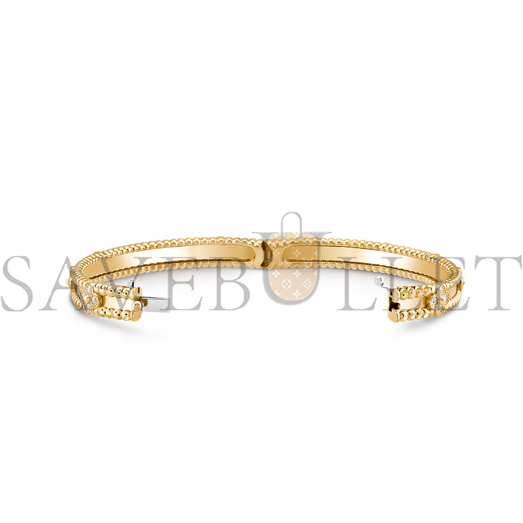 VAN CLEEF ARPELS PERLÉE SWEET CLOVERS BRACELET, MEDIUM MODEL - YELLOW GOLD, DIAMOND VCARP6X400