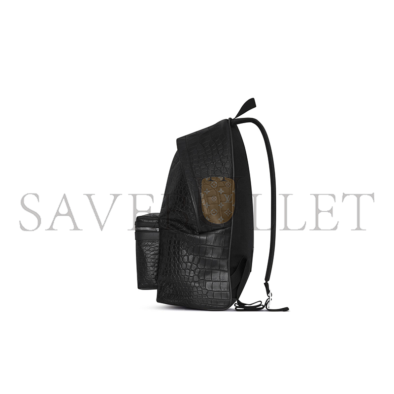 YSL CITY BACKPACK IN CROCODILE-EMBOSSED LEATHER 534967DZE2F1000 (41*31*22cm)