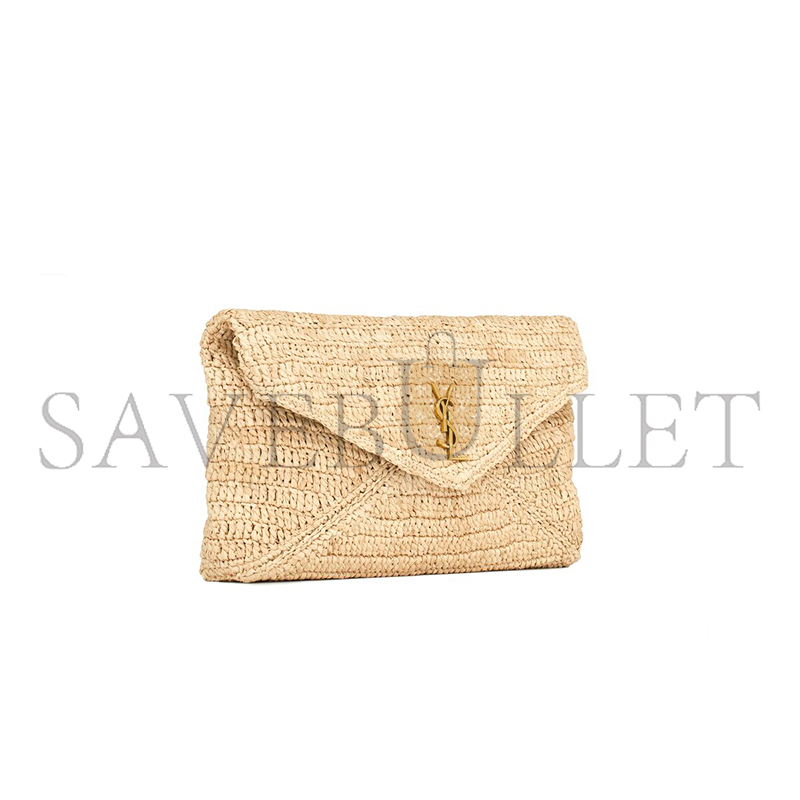 YSL CASSANDRE LARGE ENVELOPE POUCH IN RAFFIA 786074GAAEX2080 (29.5*18*4.5cm)