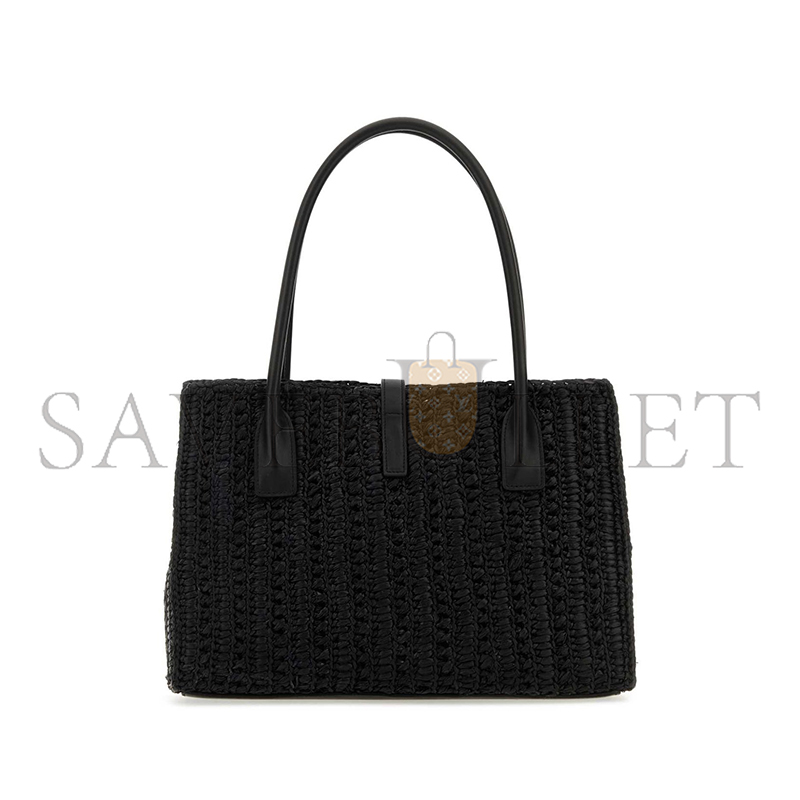 YSL RAFFIA PANIER RECTANGLE TOTE BLACK 741199GAADO (29*21*9cm)