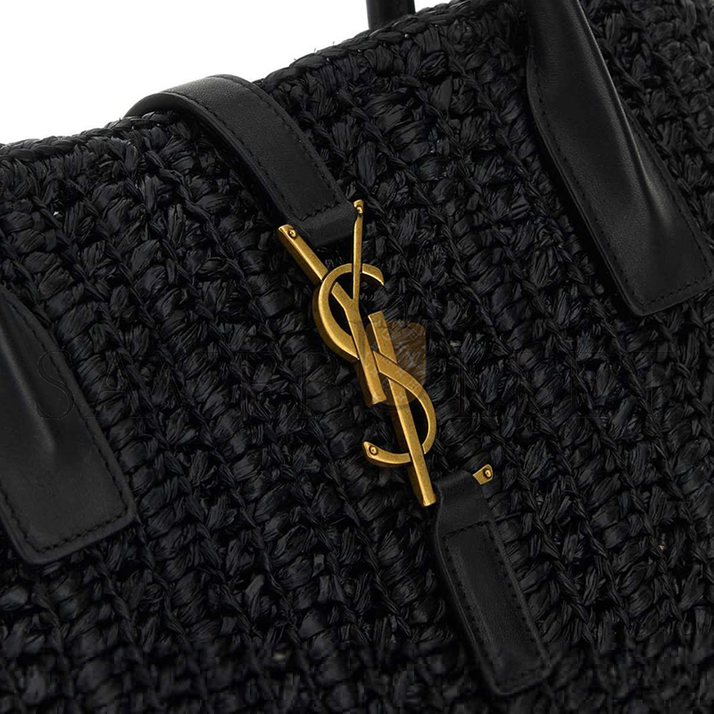 YSL RAFFIA PANIER RECTANGLE TOTE BLACK 741199GAADO (29*21*9cm)