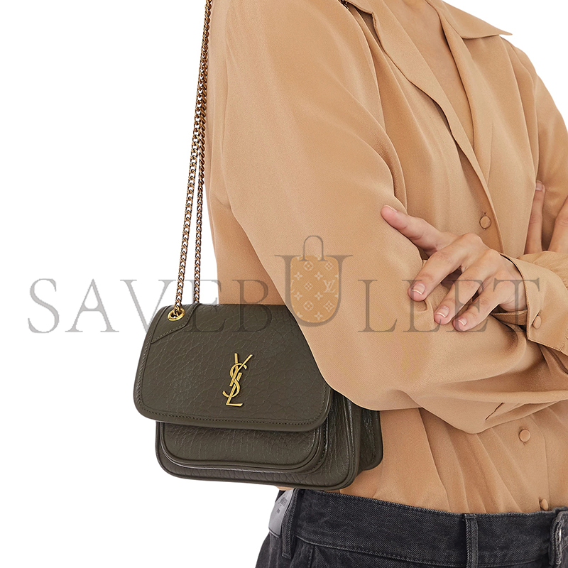 YSL NIKI CROSSBODY BAG IN LEATHER 218164781 (22*16.5*12cm)