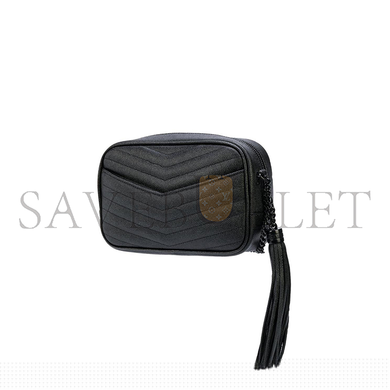 YSL MINI LOU BAG IN MATELASSÉ GRAIN DE POUDRE EMBOSSED LEATHER BLACK 5000574787 (19*10.5*5cm)