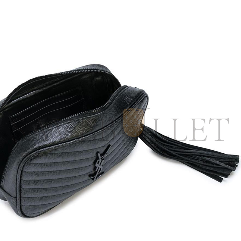 YSL MINI LOU BAG IN MATELASSÉ GRAIN DE POUDRE EMBOSSED LEATHER BLACK 5000574787 (19*10.5*5cm)