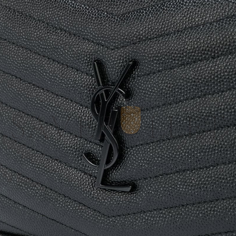 YSL MINI LOU BAG IN MATELASSÉ GRAIN DE POUDRE EMBOSSED LEATHER BLACK 5000574787 (19*10.5*5cm)