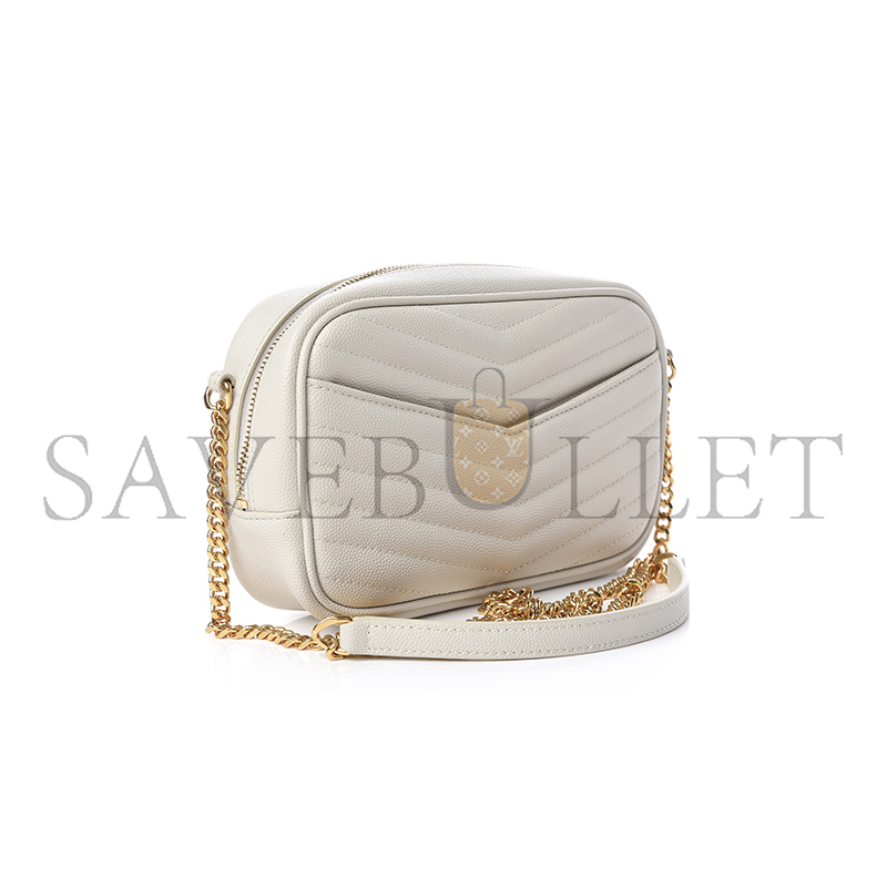 YSL MINI LOU BAG IN MATELASSÉ GRAIN DE POUDRE EMBOSSED LEATHER WHITE 466952 (19*10.5*5cm)