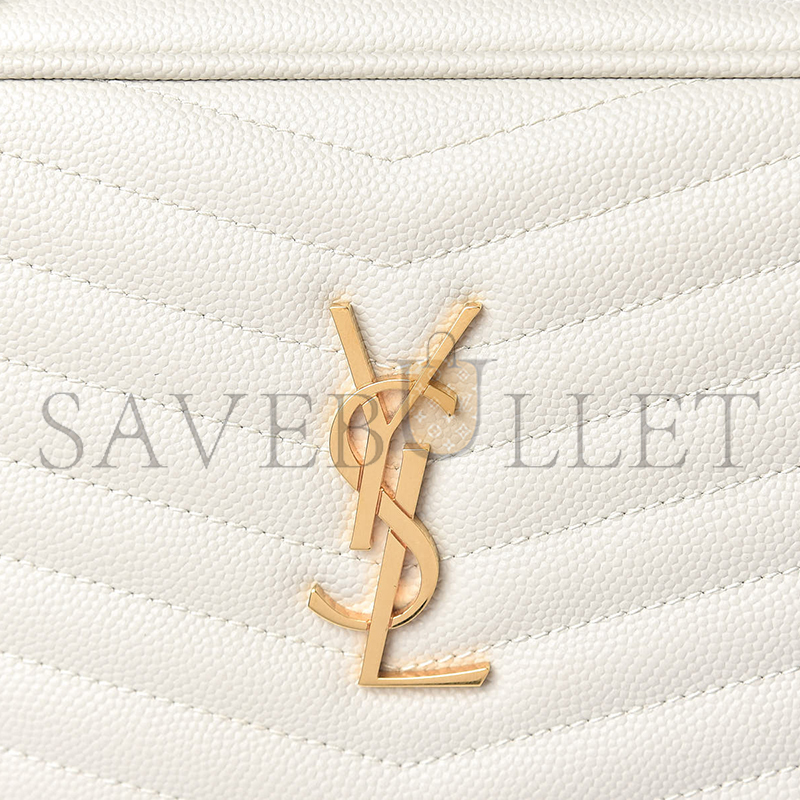 YSL MINI LOU BAG IN MATELASSÉ GRAIN DE POUDRE EMBOSSED LEATHER WHITE 466952 (19*10.5*5cm)