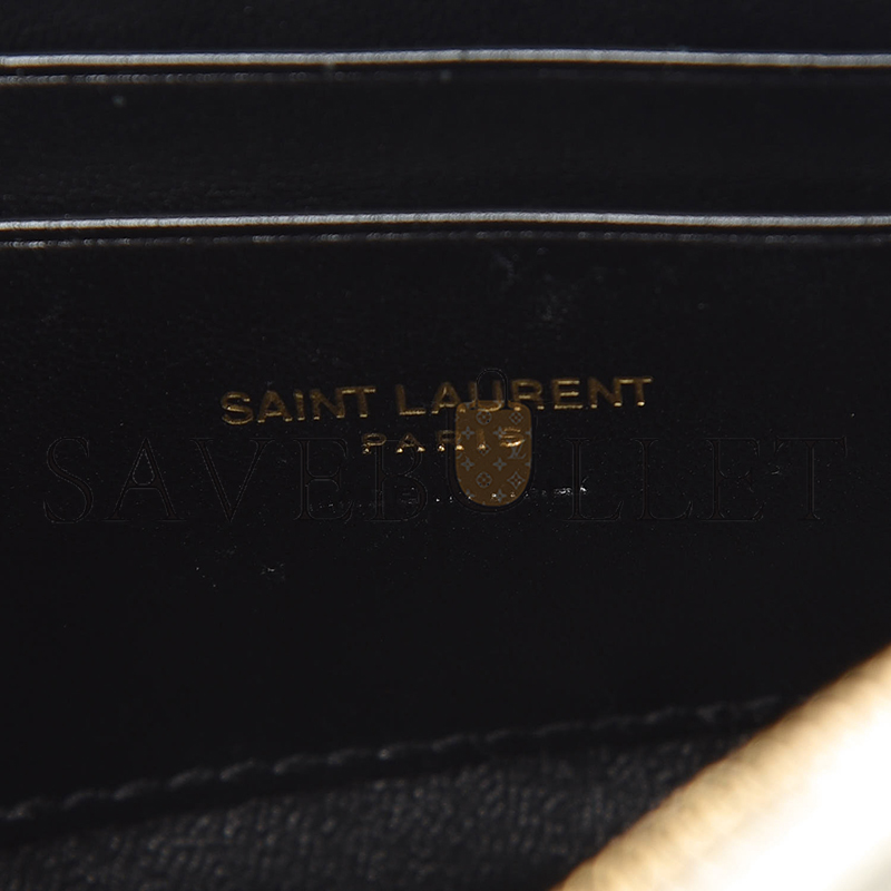 YSL MINI LOU BAG IN MATELASSÉ GRAIN DE POUDRE EMBOSSED LEATHER WHITE 466952 (19*10.5*5cm)