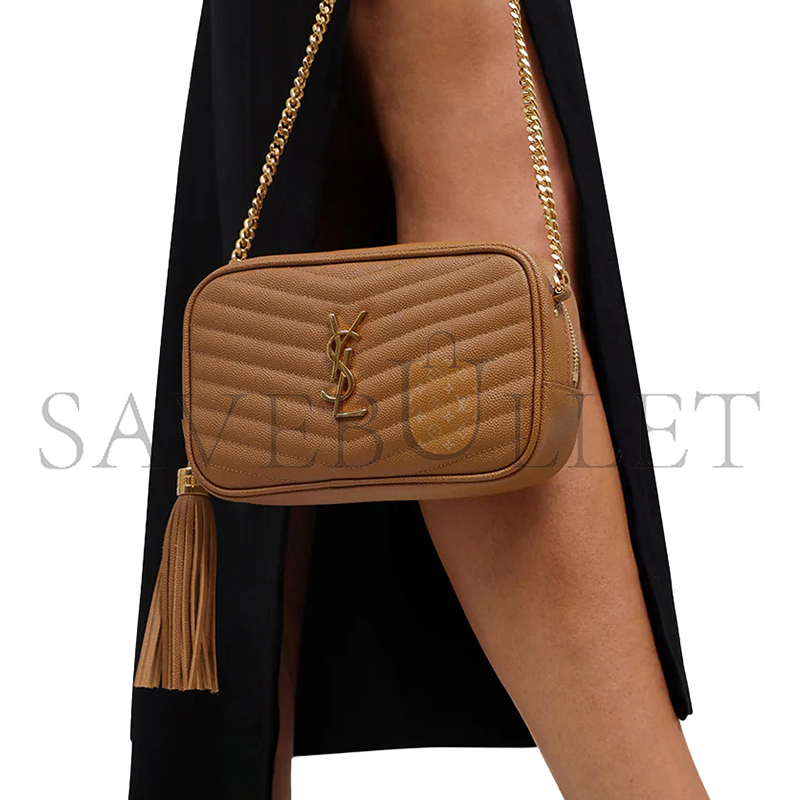 YSL MINI LOU QUILTED CAMERA BAG NATURAL DARK GOLD 39580966977617 (19*10.5*5cm)