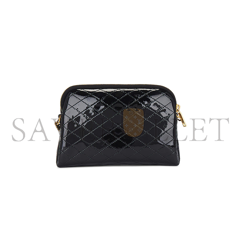 YSL GABY ZIPPED POUCH IN QUILTED PATENT LEATHER 733667AHG071000 (19*13*3.5cm)
