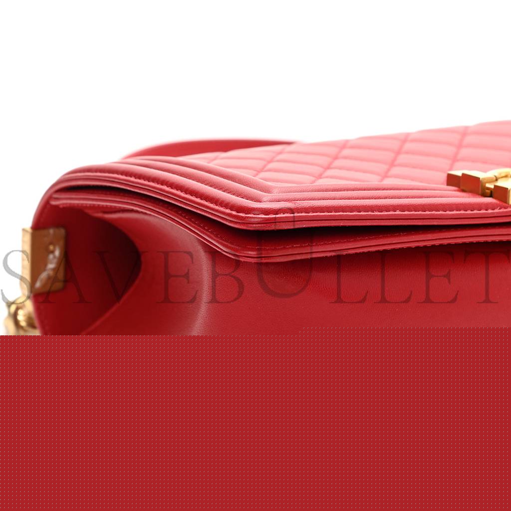 Ch*el lambskin quilted medium boy flap red gold hardware (25*15*8cm)