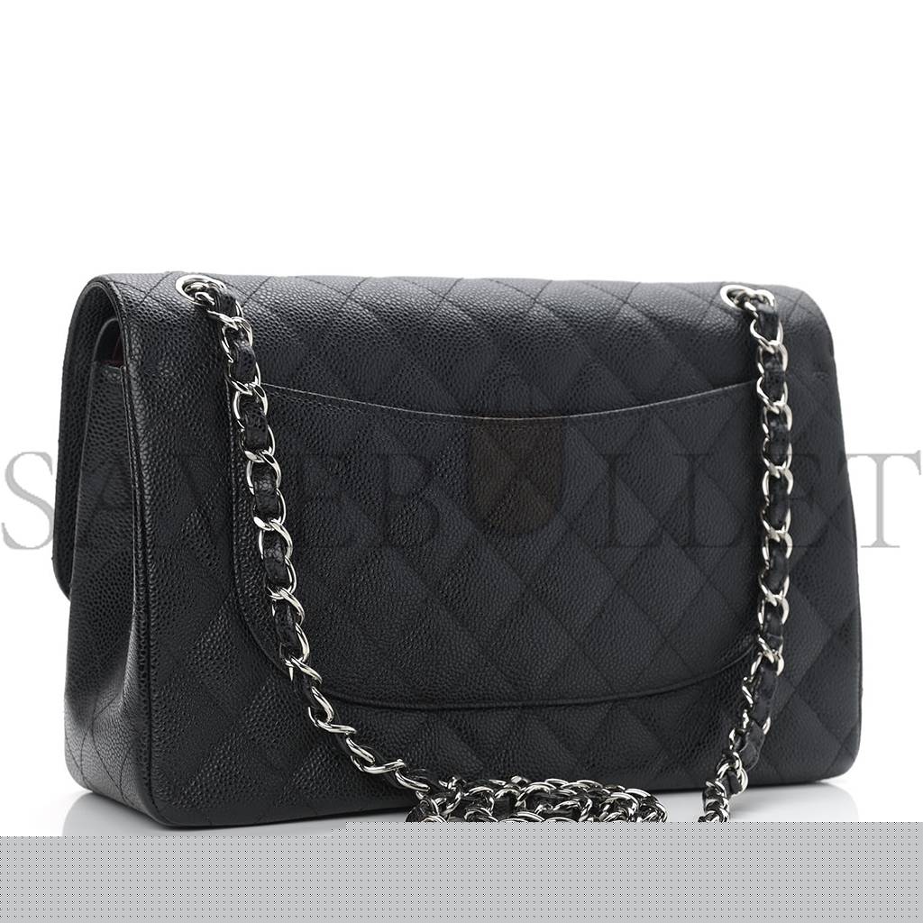 Ch*el caviar quilted jumbo double flap black silver hardware (30*20*9cm)