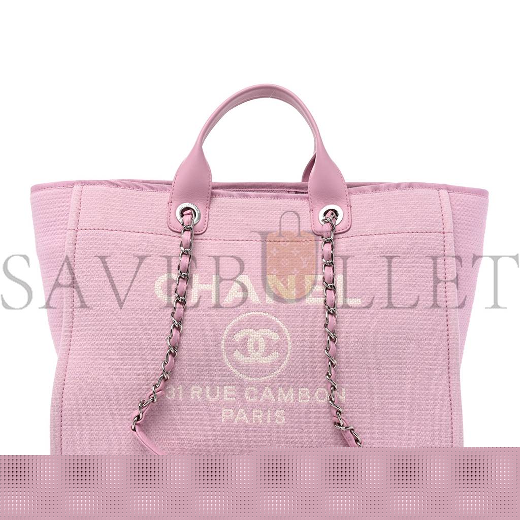 Ch*el mixed fibers medium deauville tote pink (38*28*19cm)