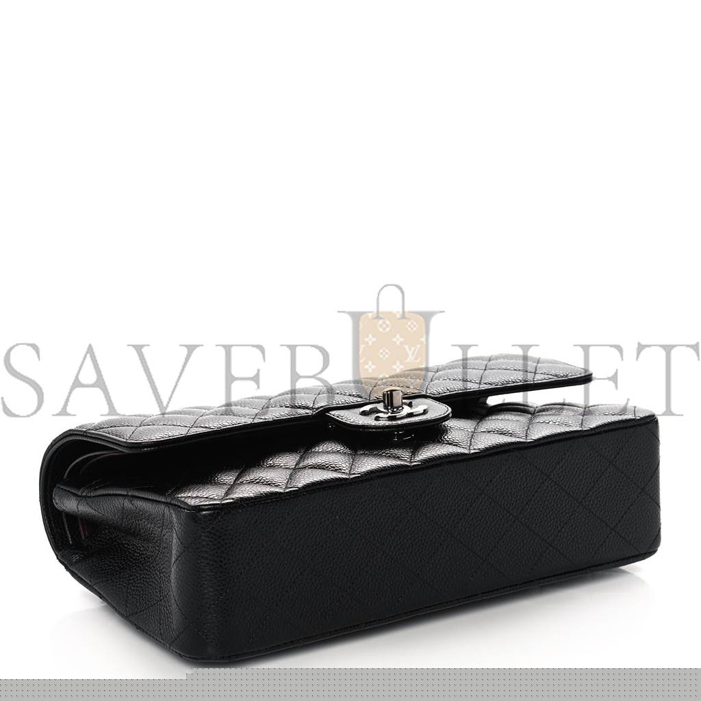 Ch*el caviar quilted medium double flap black silver hardware (25*15*6cm)