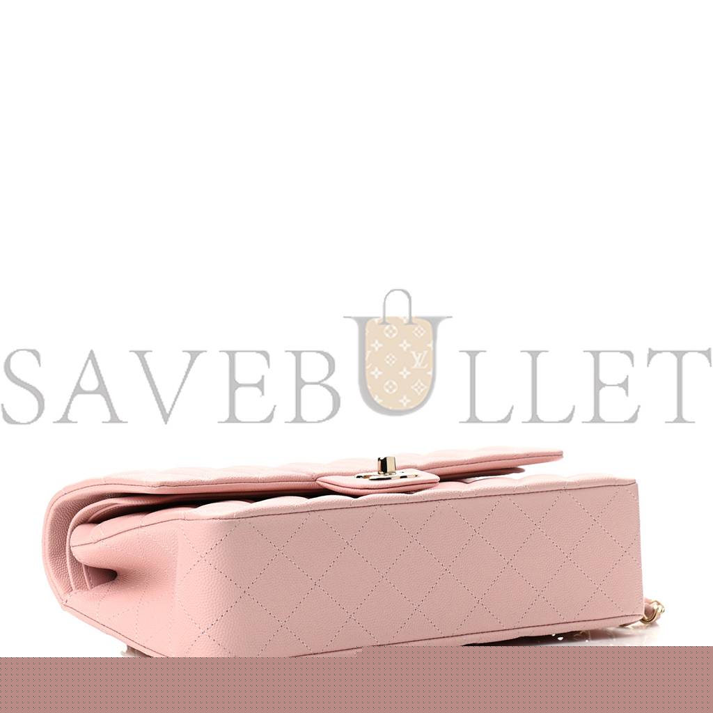 Ch*el caviar quilted medium double flap light pink rose gold hardware (25*15*6cm)