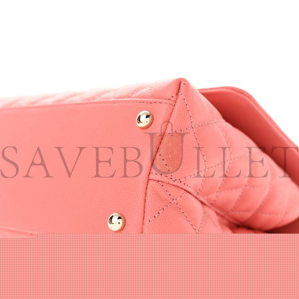 Ch*el caviar quilted small coco handle flap pink rose gold hardware (29*19*9cm)