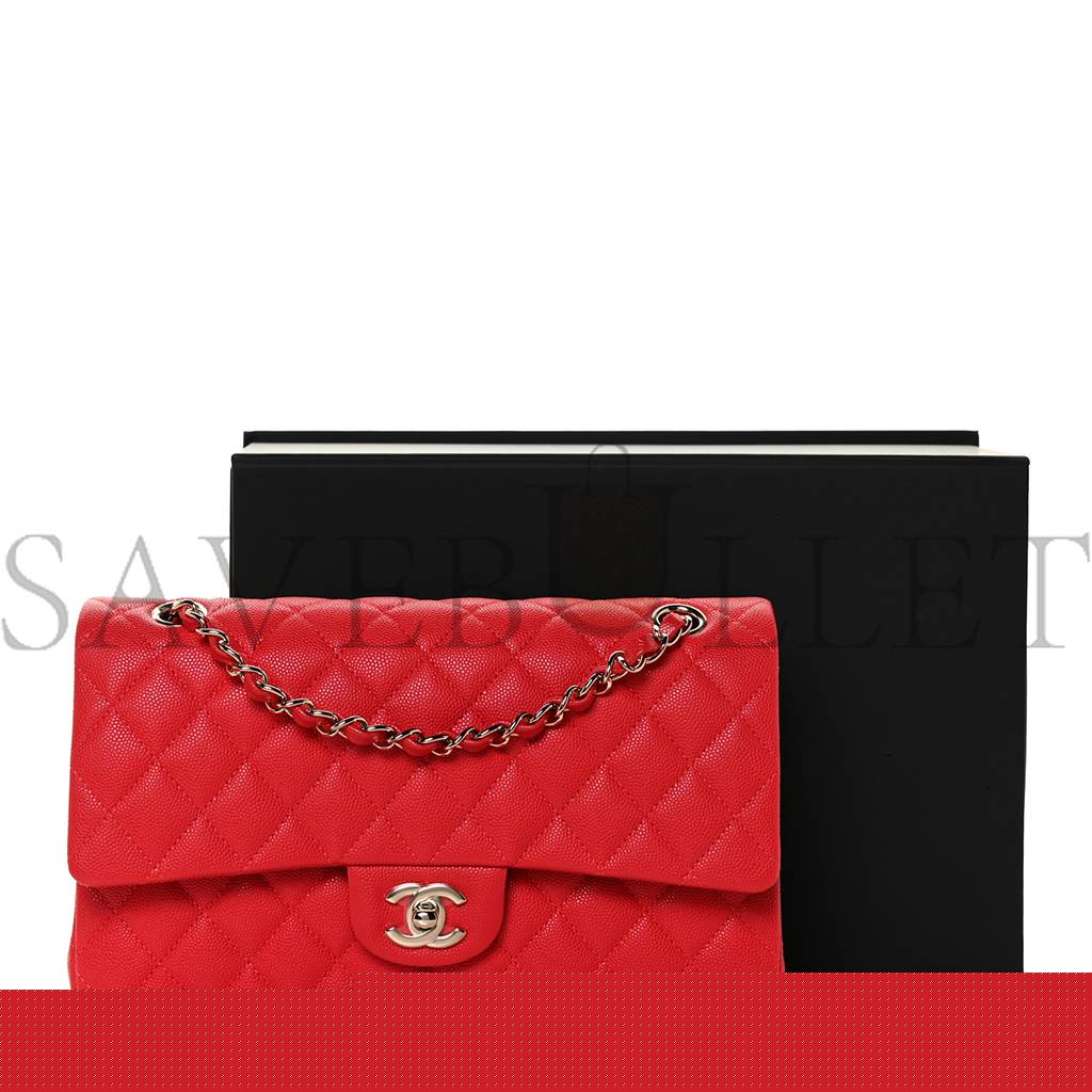 Ch*el caviar quilted medium double flap red rose gold hardware (25*15*6cm)