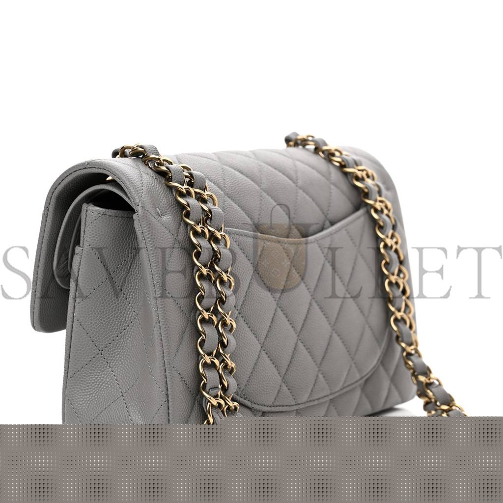 Ch*el caviar quilted small double flap grey rose gold hardware (22*14*7cm)