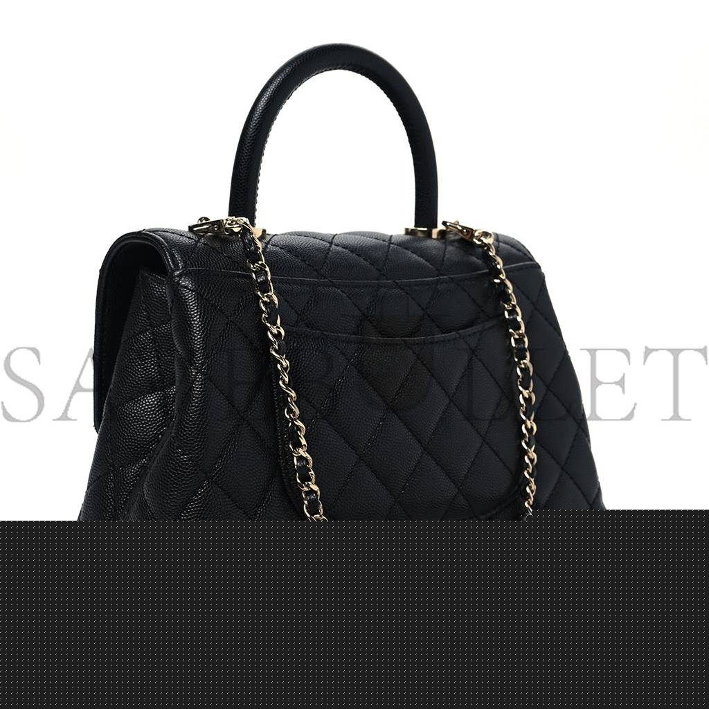 Ch*el caviar quilted mini coco handle flap black gold hardware (23*14*10cm)