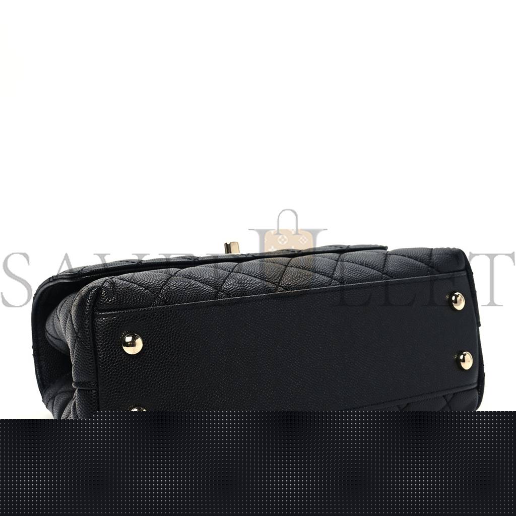 Ch*el caviar quilted mini coco handle flap black gold hardware (23*14*10cm)