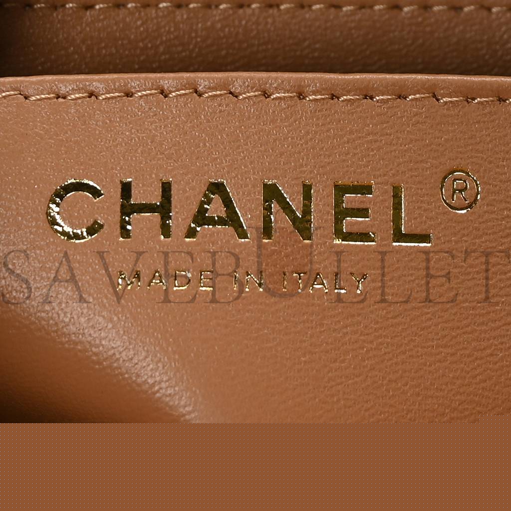 Ch*el lambskin quilted mini top handle rectangular flap beige rose gold hardware (19*13*6cm)