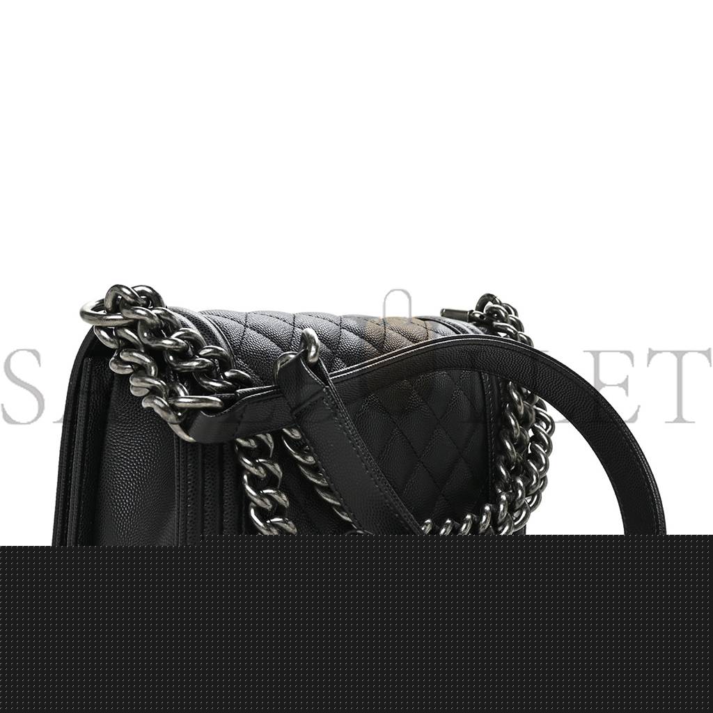 Ch*el caviar quilted small boy flap black silver hardware (19.7*12.1*7.6cm)
