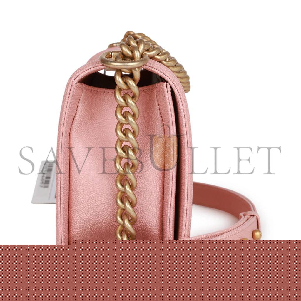 Ch*el medium boy bag pink caviar antique gold hardware (25*15*9cm)