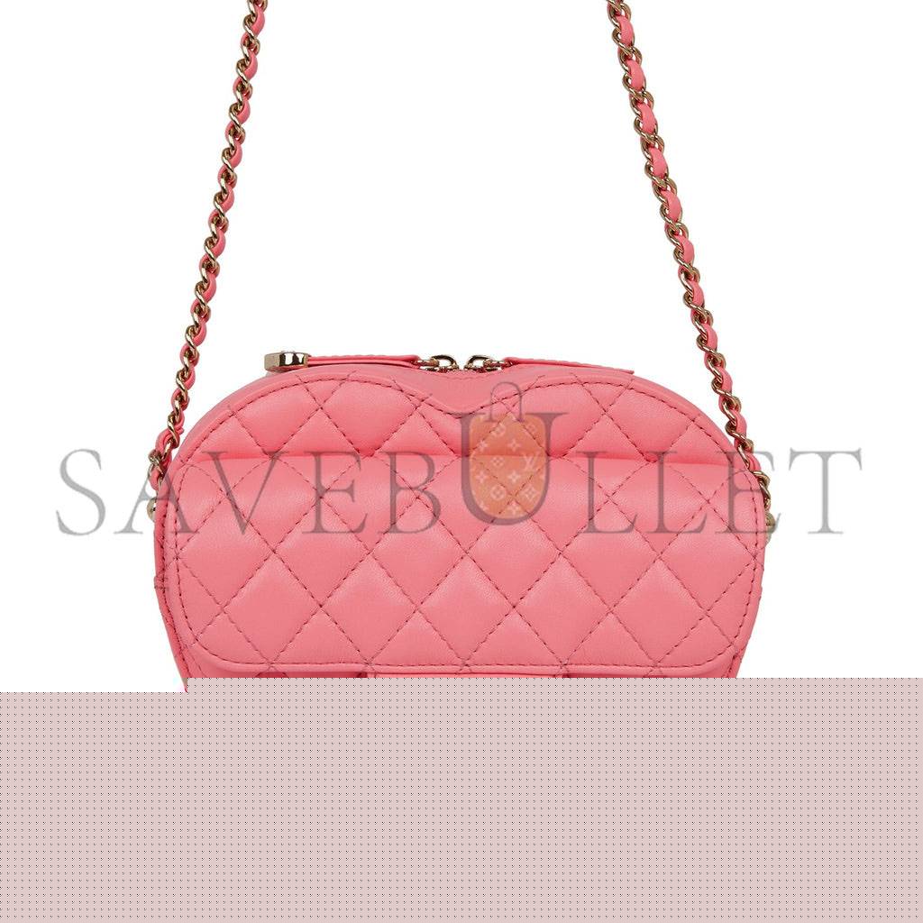 Ch*el cc in love large heart bag pink lambskin light gold hardware (20*18*6cm)