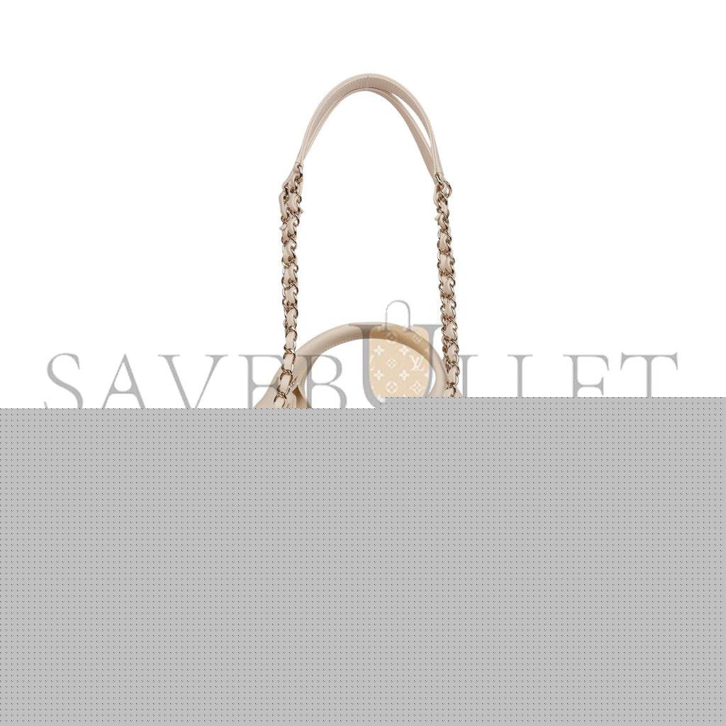 Ch*el small deauville shopping bag white boucle light gold hardware (34*27*15cm)