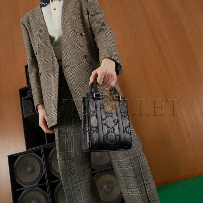 G*u*i gg embossed mini tote bag 696010 (20*16*7cm)
