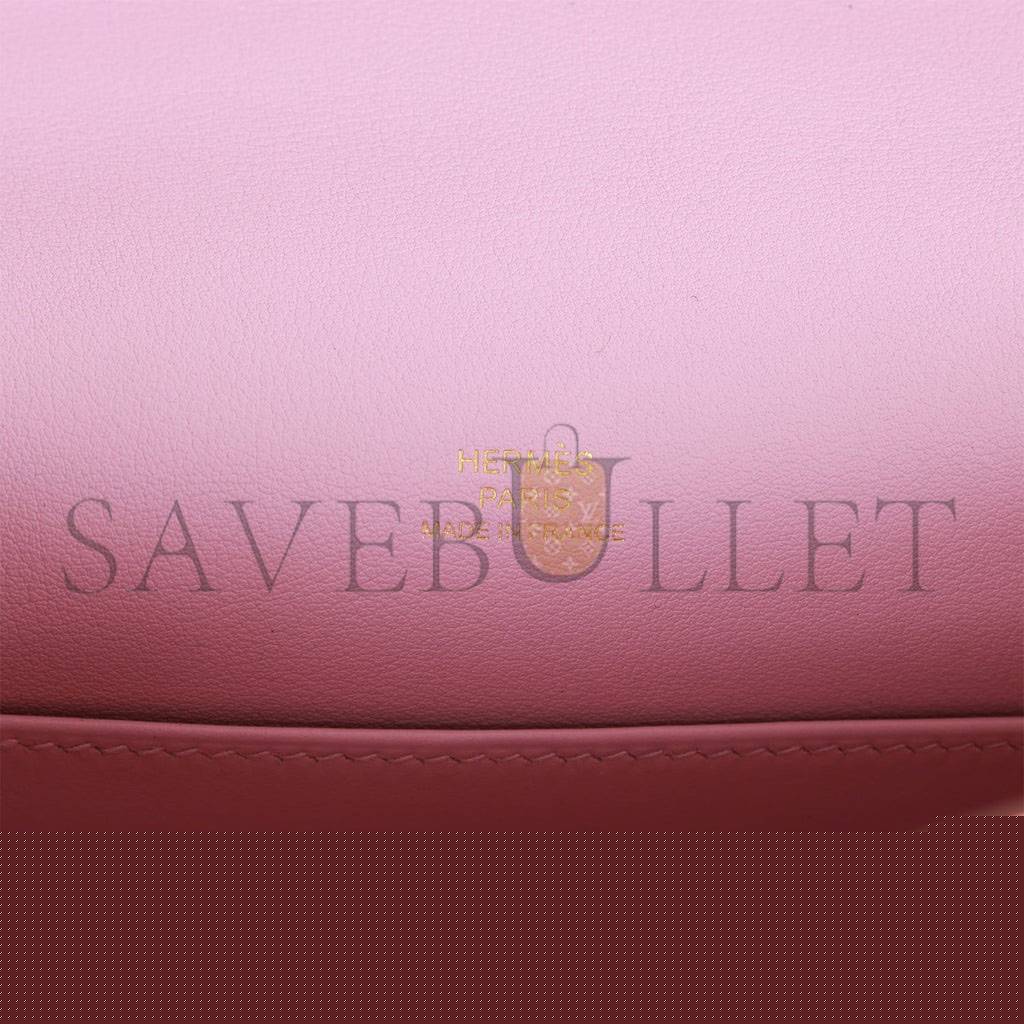 H**mes kelly pochette mauve sylvestre swift rose gold hardware (22*12*13cm)