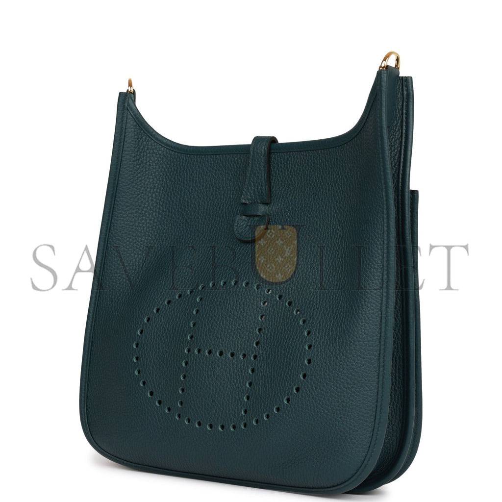 H**mes evelyne iii pm vert cypress clemence gold hardware (29*30*7cm)