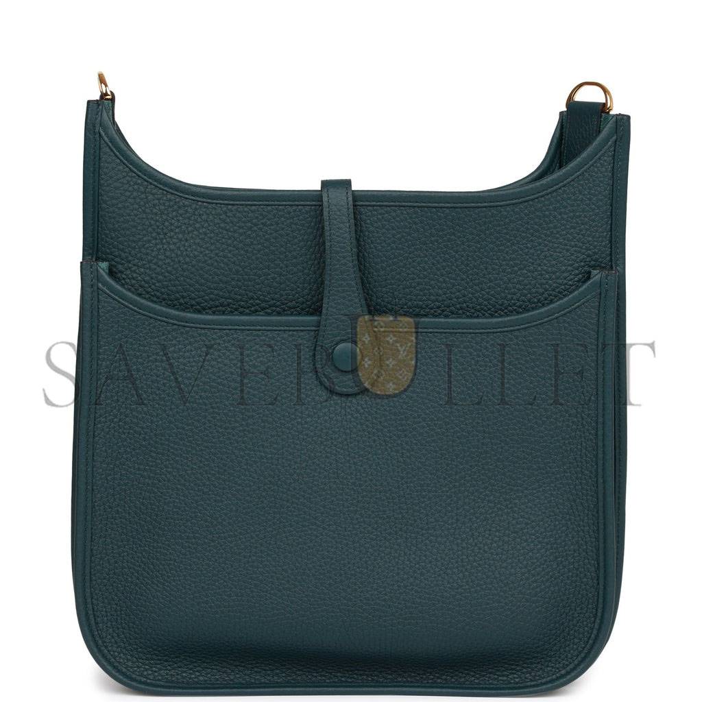 H**mes evelyne iii pm vert cypress clemence gold hardware (29*30*7cm)
