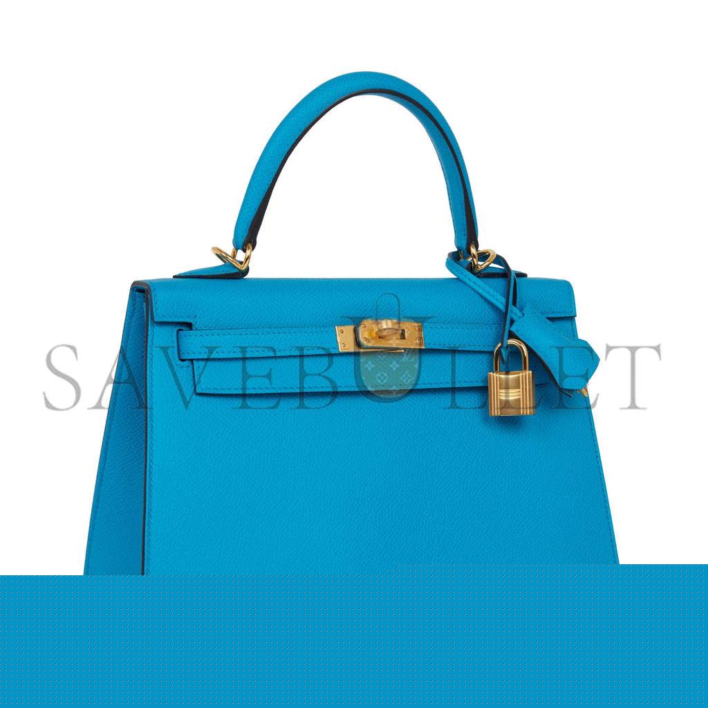 H**mes kelly sellier 25 bleu frida epsom gold hardware (25*17*7cm)