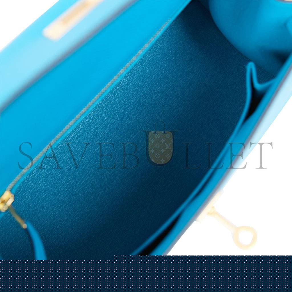 H**mes kelly sellier 25 bleu frida epsom gold hardware (25*17*7cm)