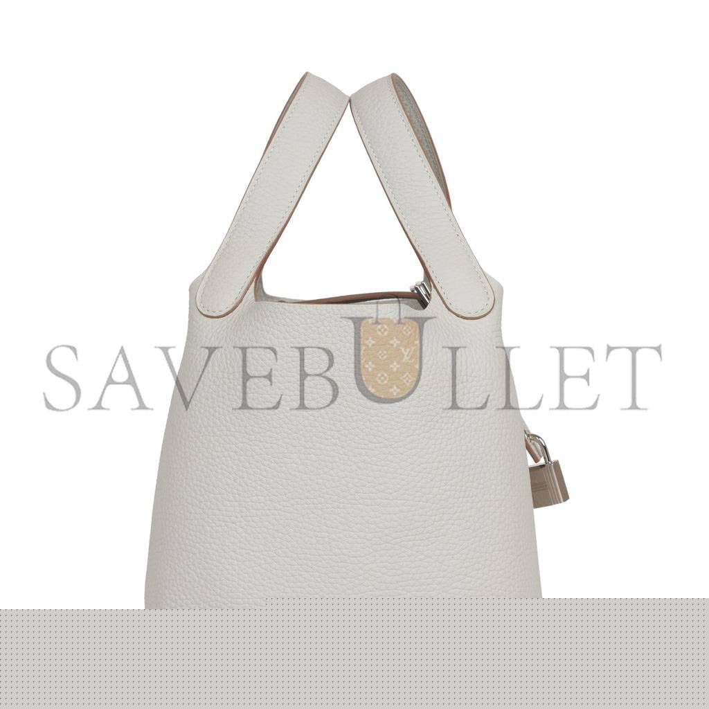 H**mes picotin lock 18 gris perle clemence palladium hardware (18*13*18cm)