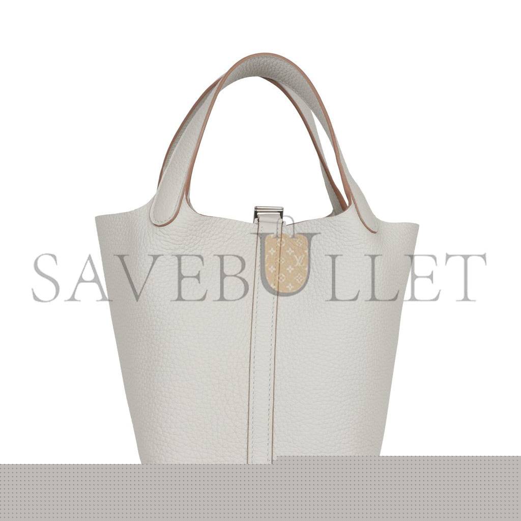 H**mes picotin lock 18 gris perle clemence palladium hardware (18*13*18cm)