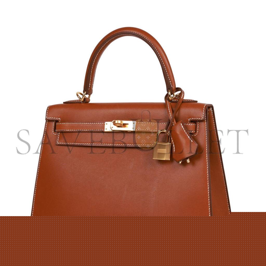 H**mes kelly sellier 25 fauve barenia gold hardware (25*17*7cm)