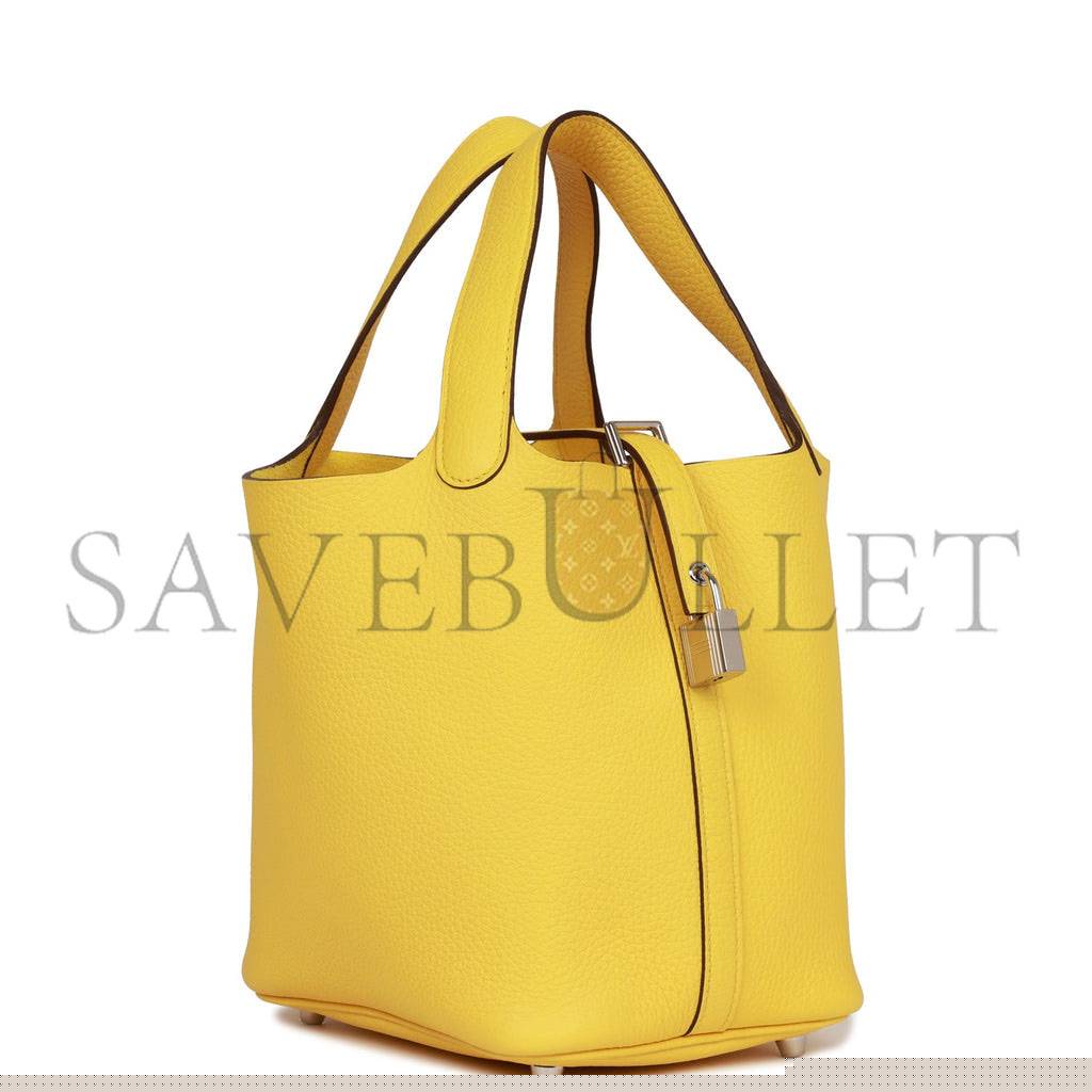 H**mes picotin lock 18 jaune de naples clemence palladium hardware (18*13*18cm)