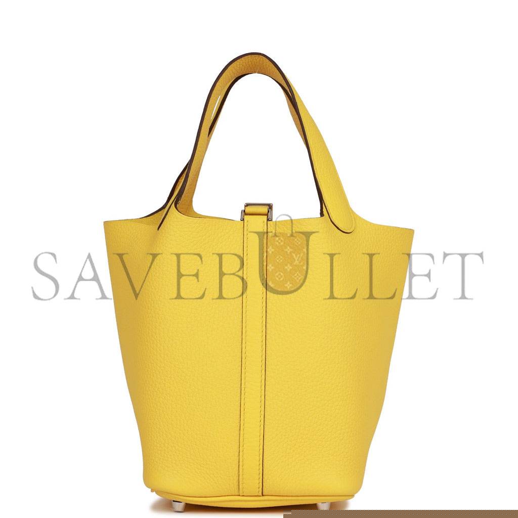 H**mes picotin lock 18 jaune de naples clemence palladium hardware (18*13*18cm)