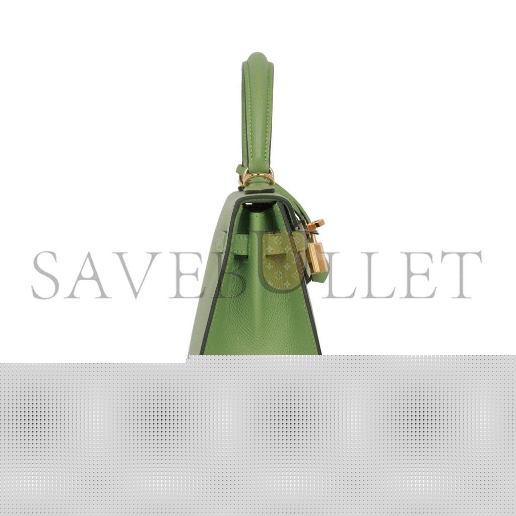 H**mes kelly sellier 25 vert criquet epsom gold hardware handmade (25*17*7cm)