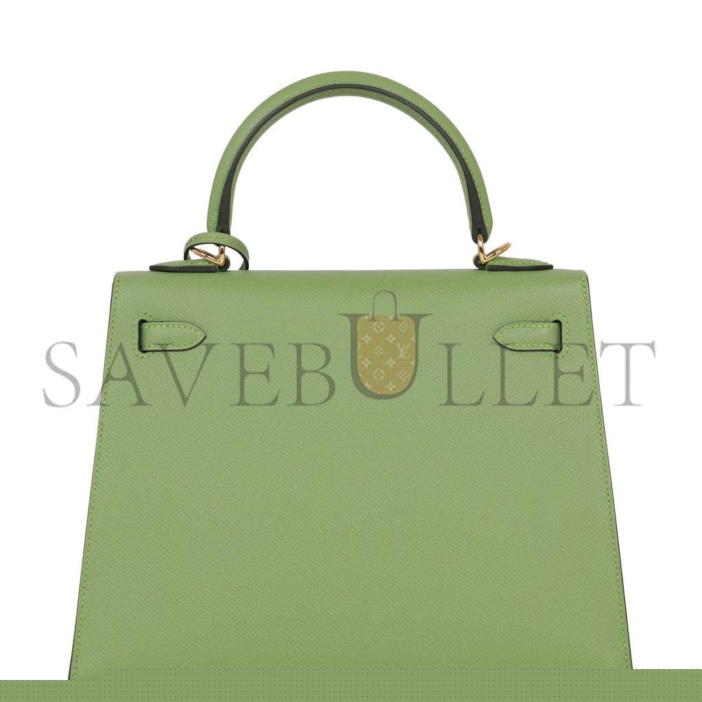 H**mes kelly sellier 25 vert criquet epsom gold hardware handmade (25*17*7cm)