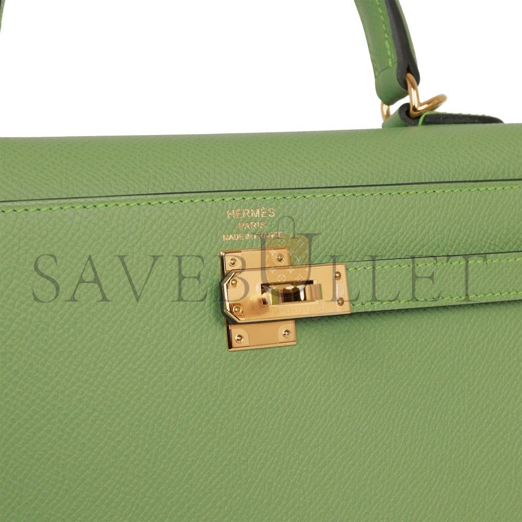 H**mes kelly sellier 25 vert criquet epsom gold hardware handmade (25*17*7cm)