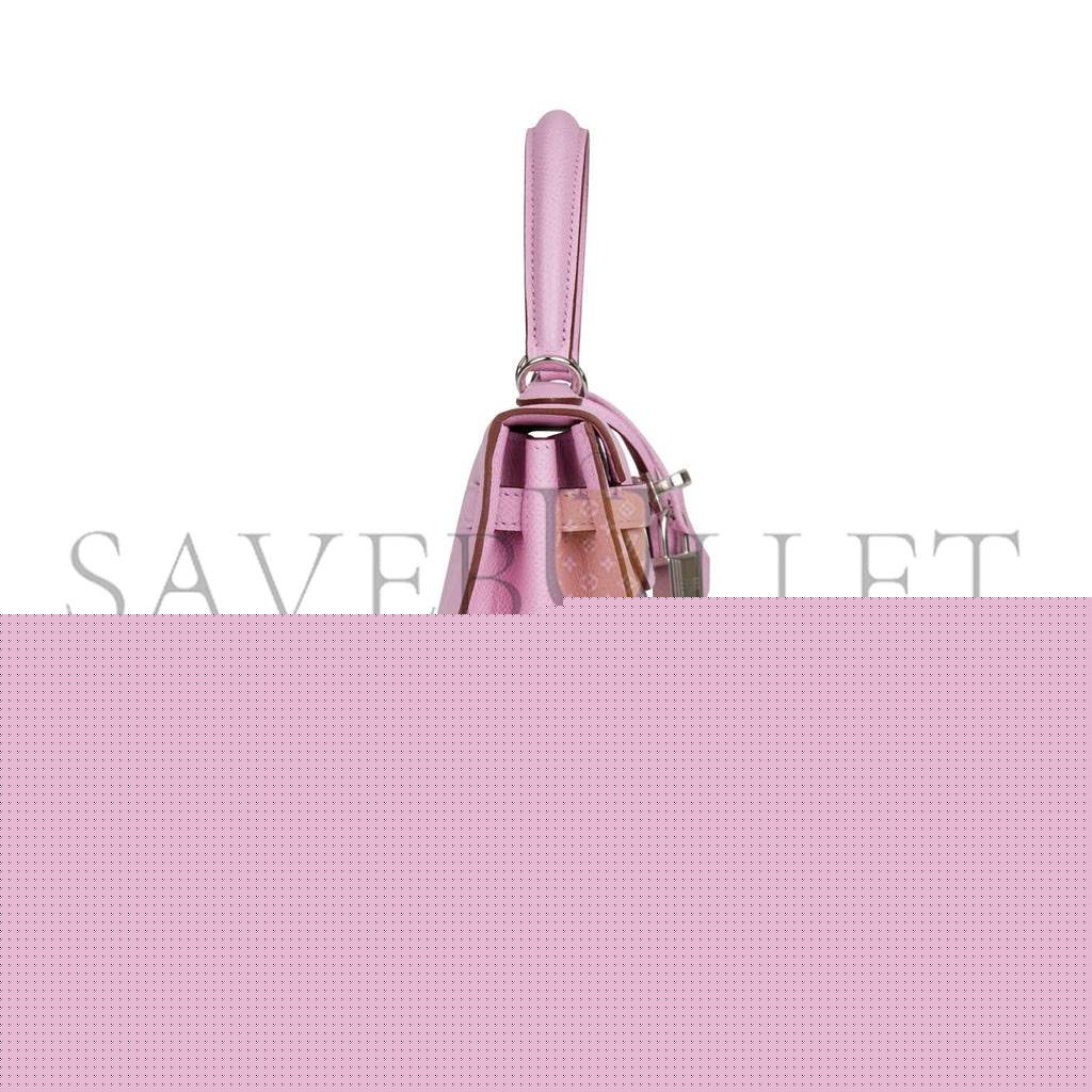 H**mes kelly sellier 25 mauve sylvestre epsom palladium hardware (25*17*7cm)