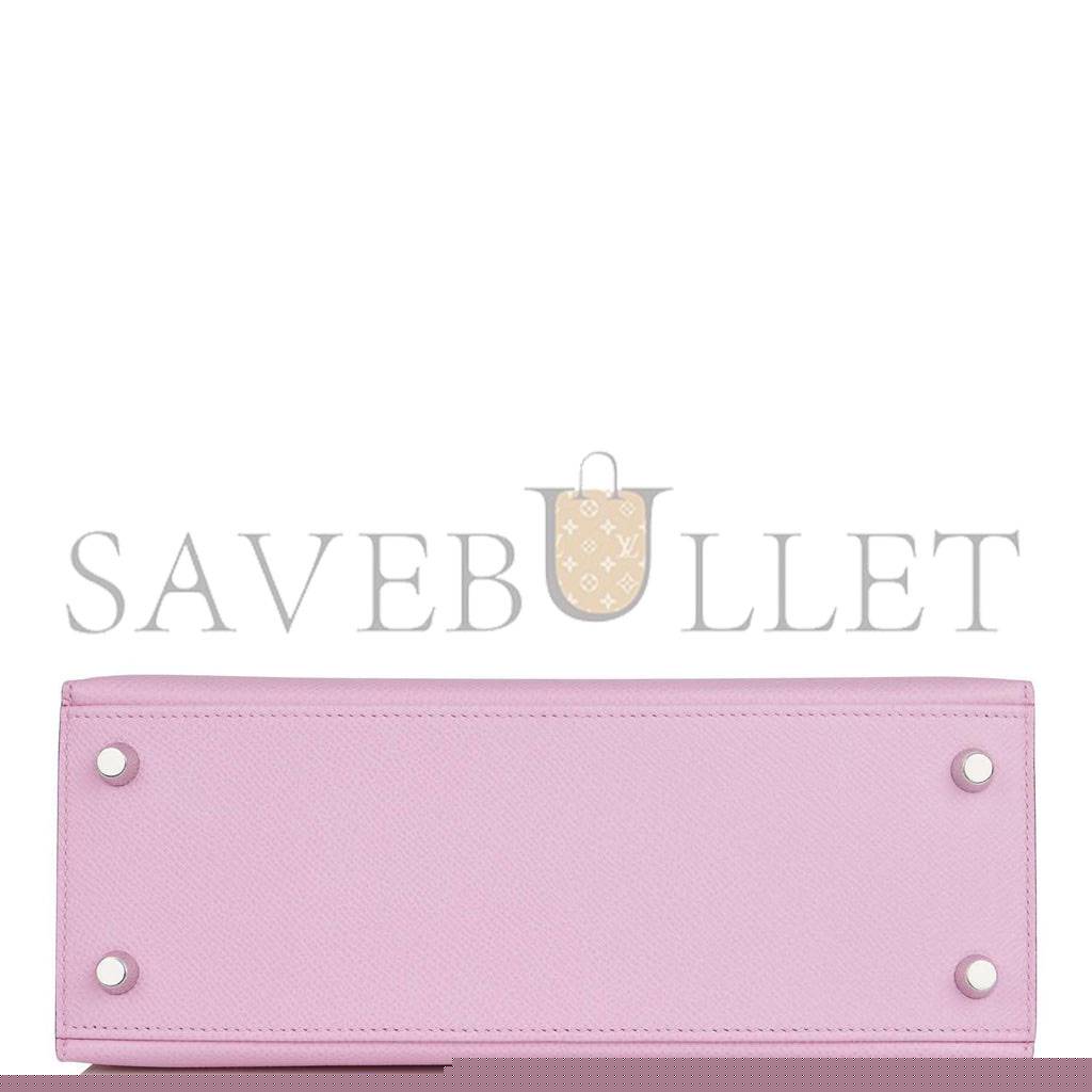 H**mes kelly sellier 25 mauve sylvestre epsom palladium hardware (25*17*7cm)